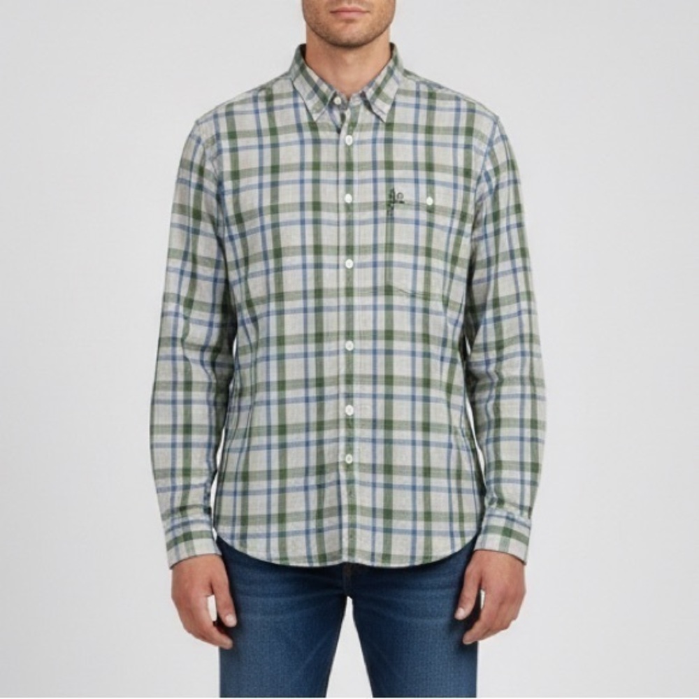 Levi’s Men’s Blue Green Plaid Checkered Button-Down Shirt XXL Cotton